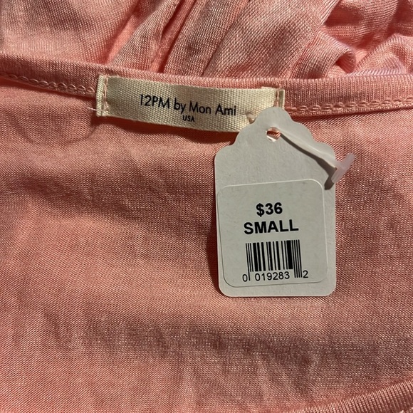 NWT 12pm by Mon Ami USA Long Sleeve Peach/Pink Knee Length Dress ZZ14 - Picture 3 of 4